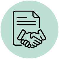 Handshake over a document to symbolize an agreement or contract being signed/finalized.